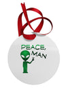 Peace Man Alien Circular Metal Ornament-Ornament-TooLoud-White-Davson Sales