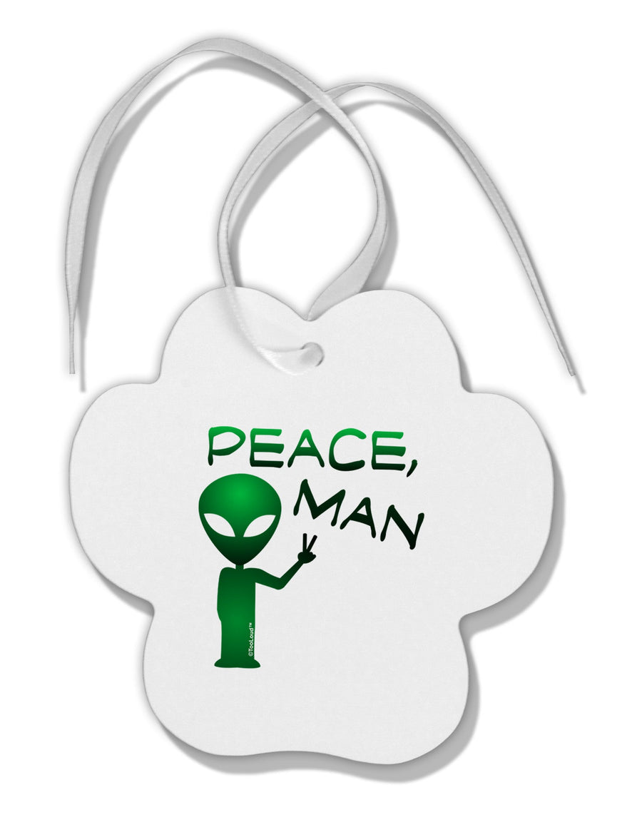 Peace Man Alien Paw Print Shaped Ornament-Ornament-TooLoud-White-Davson Sales