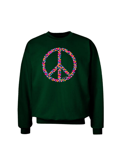 Peace Sign Hearts Adult Dark Sweatshirt-Sweatshirt-TooLoud-Deep-Forest-Green-Small-Davson Sales