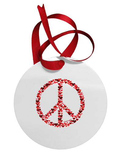 Peace Sign Hearts Red Circular Metal Ornament-Ornament-TooLoud-White-Davson Sales