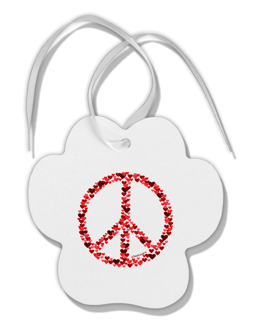 Peace Sign Hearts Red Paw Print Shaped Ornament-Ornament-TooLoud-White-Davson Sales