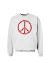 Peace Sign Hearts Red Sweatshirt-Sweatshirt-TooLoud-White-Small-Davson Sales