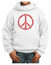 Peace Sign Hearts Red Youth Hoodie Pullover Sweatshirt-Youth Hoodie-TooLoud-White-XS-Davson Sales