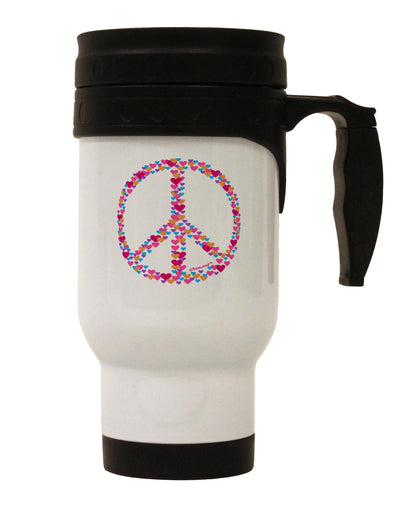Peace Sign Hearts Stainless Steel 14oz Travel Mug-Travel Mugs-TooLoud-White-Davson Sales