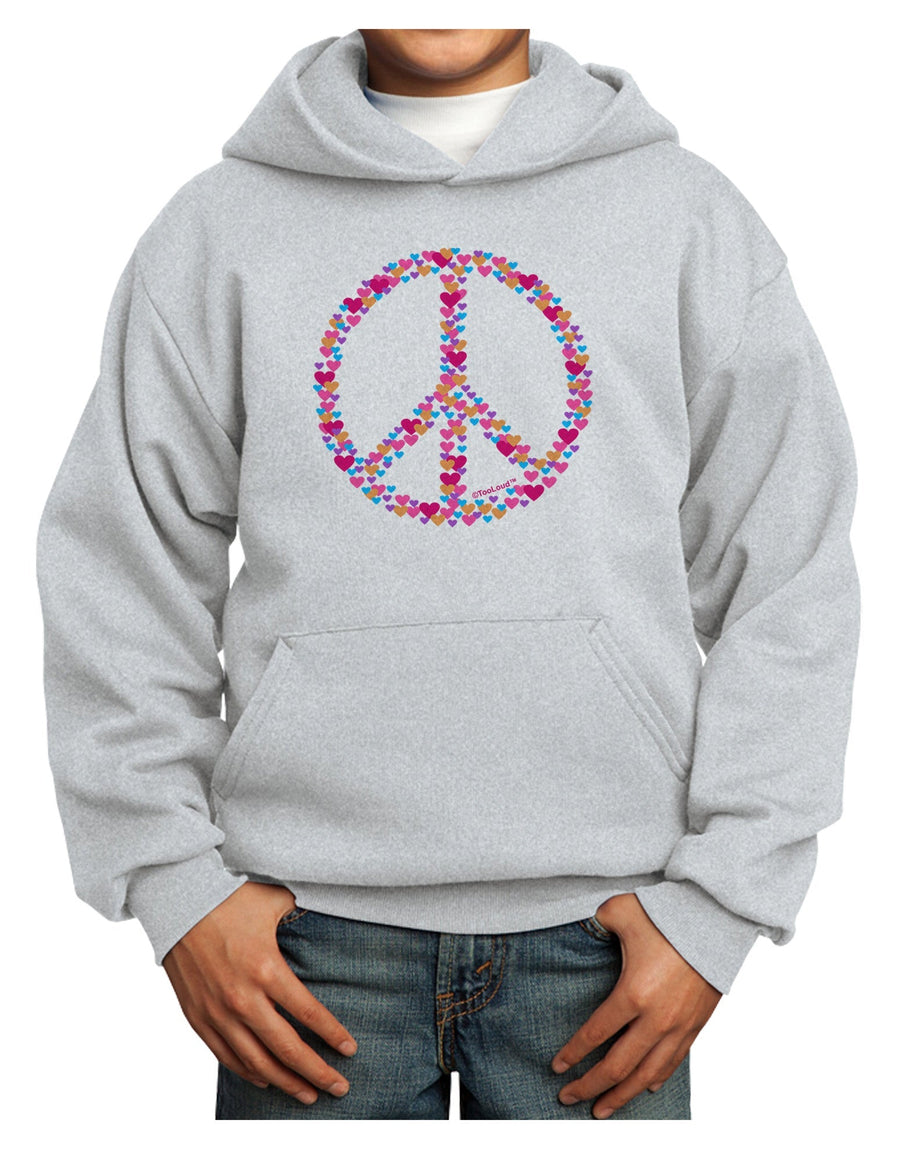 Peace Sign Hearts Youth Hoodie Pullover Sweatshirt-Youth Hoodie-TooLoud-White-XS-Davson Sales