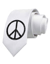 Peace Sign Symbol - Distressed Printed White Necktie