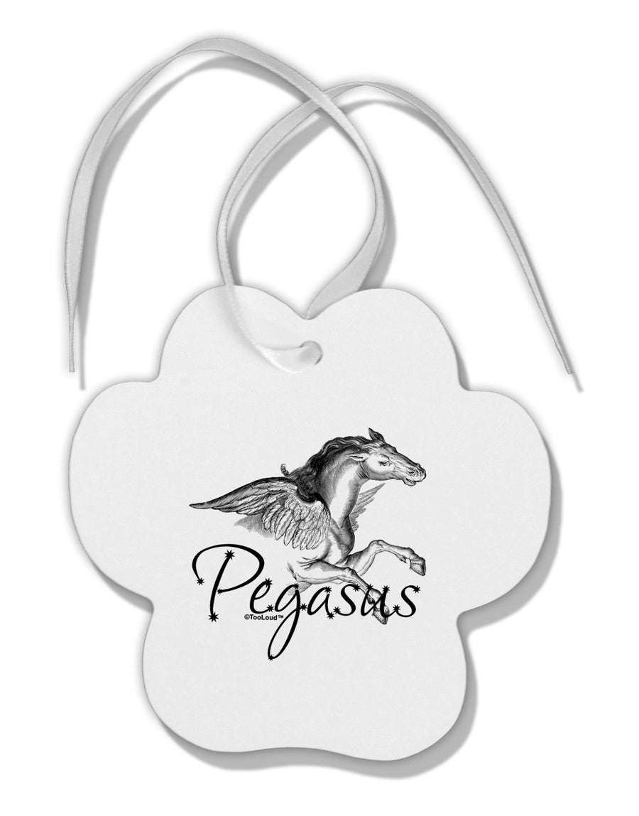 Pegasus Illustration Paw Print Shaped Ornament-Ornament-TooLoud-White-Davson Sales