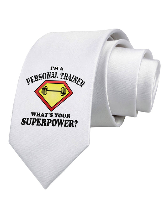 Personal Trainer - Superpower Printed White Necktie