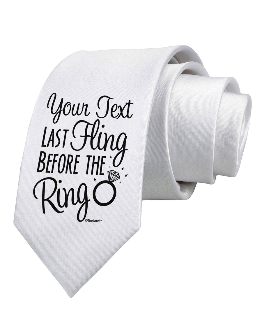 Personalized Bachelorette Party - Last Fling Before the Ring Printed White Necktie