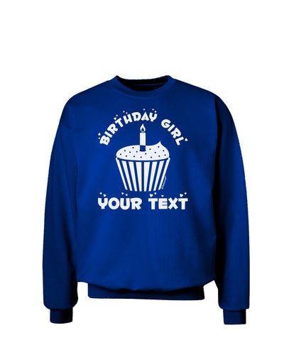 Personalized Birthday Girl Cupcake -Customizable- Name Adult Dark Sweatshirt-Sweatshirts-TooLoud-Deep-Royal-Blue-Small-Davson Sales