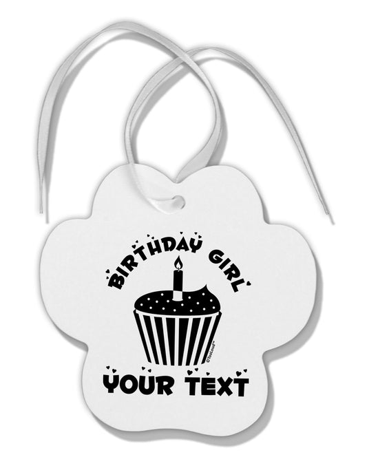 Personalized Birthday Girl Cupcake -Customizable- Name Paw Print Shaped Ornament-Ornament-TooLoud-White-Davson Sales