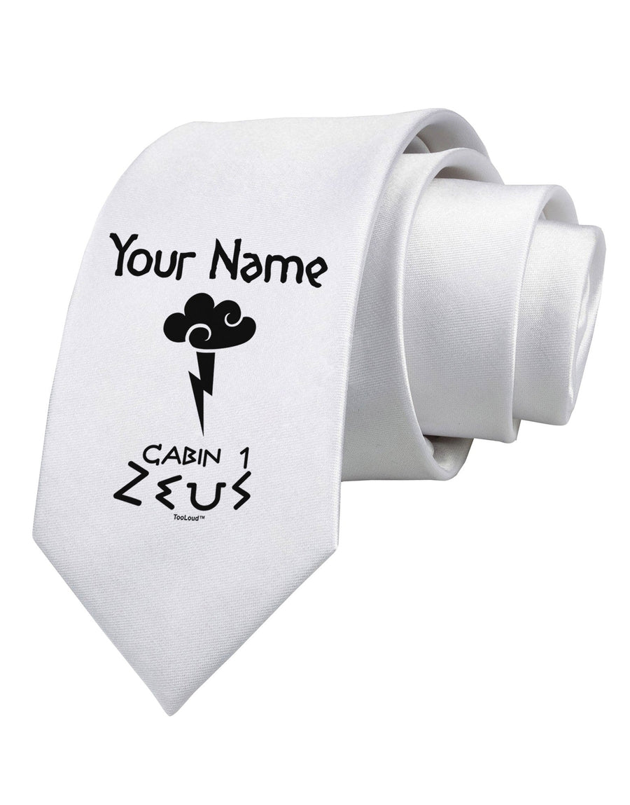 Personalized Cabin 1 Zeus Printed White Necktie by