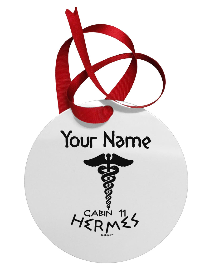 Personalized Cabin 11 Hermes Circular Metal Ornament by TooLoud-Ornament-TooLoud-White-Davson Sales