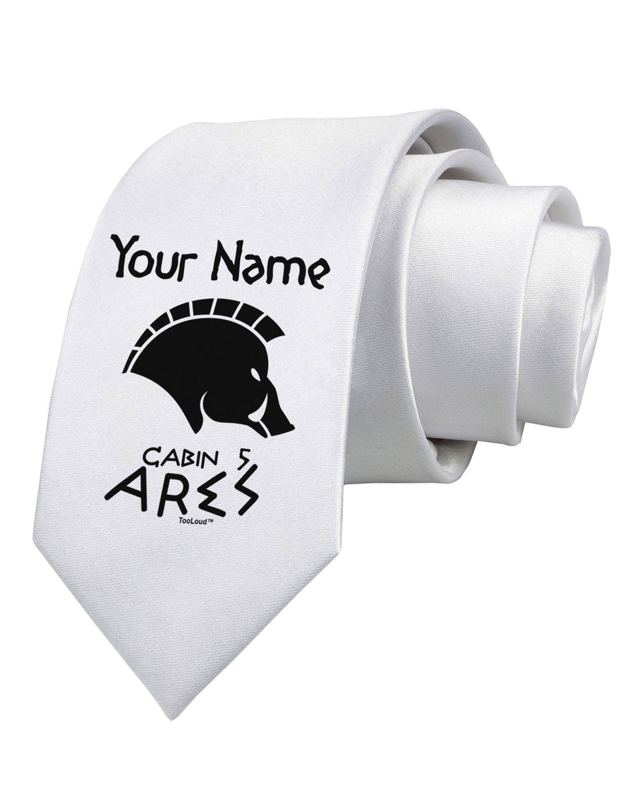 Personalized Cabin 5 Ares Printed White Necktie by