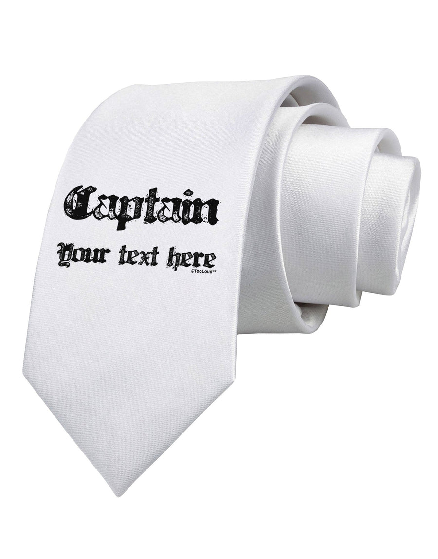 Personalized Captain Printed White Necktie