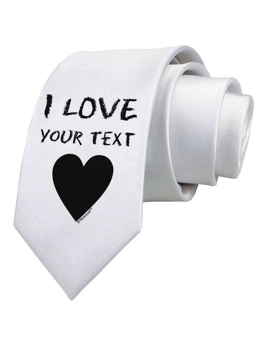 Personalized I Love Customized Printed White Necktie