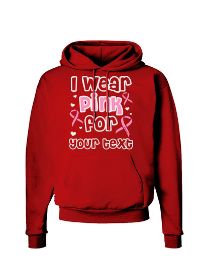 Personalized I Wear Pink for -Name- Breast Cancer Awareness Dark Hoodie Sweatshirt-Hoodie-TooLoud-Red-Small-Davson Sales