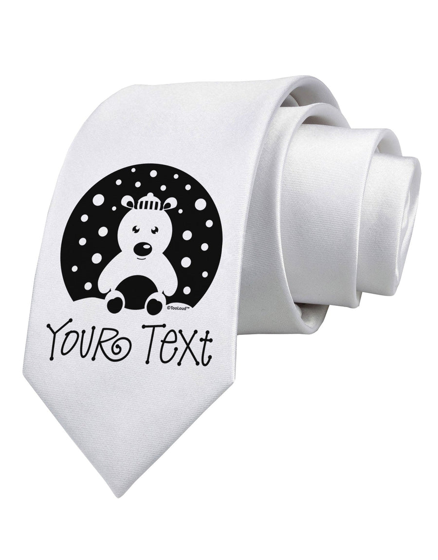 Personalized Matching Polar Bear Family Design - Your Text Printed White Necktie