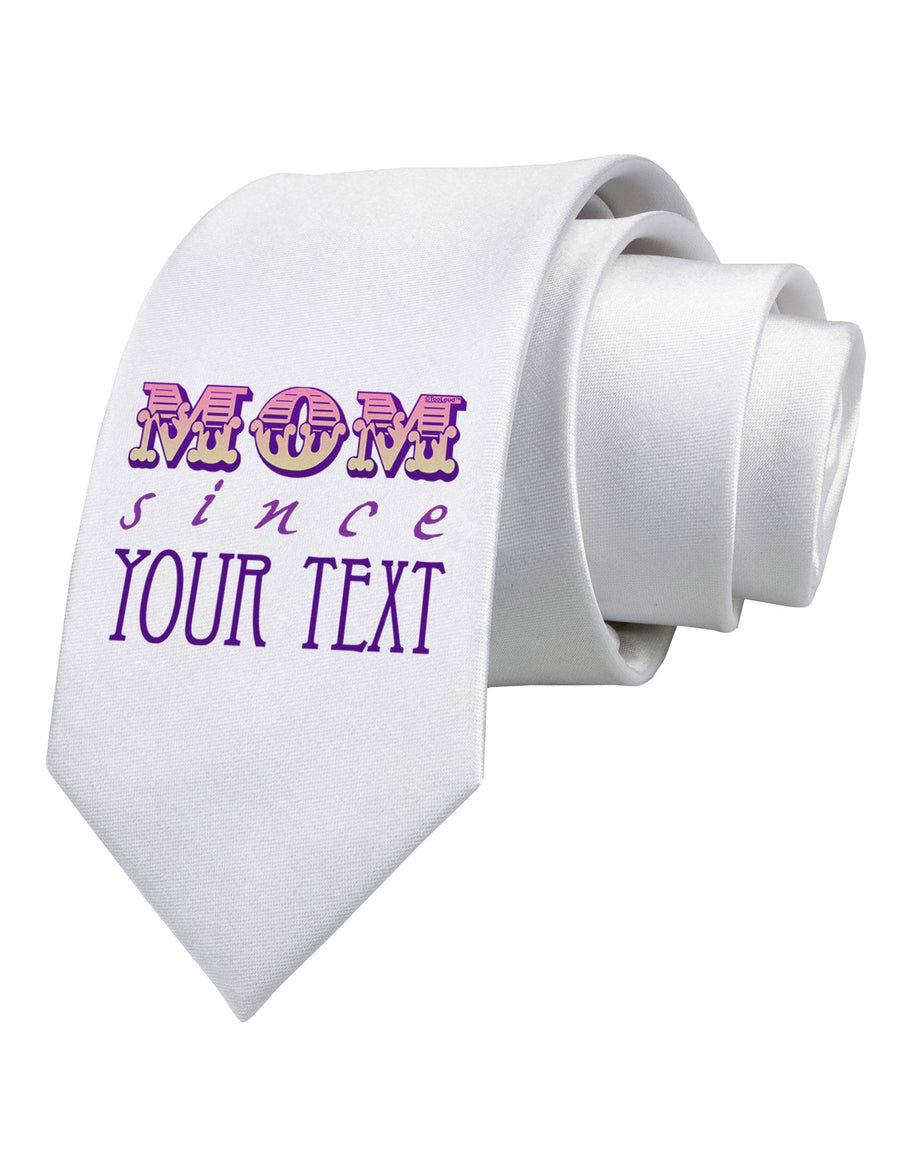 Personalized Mom Since ___ Printed White Necktie