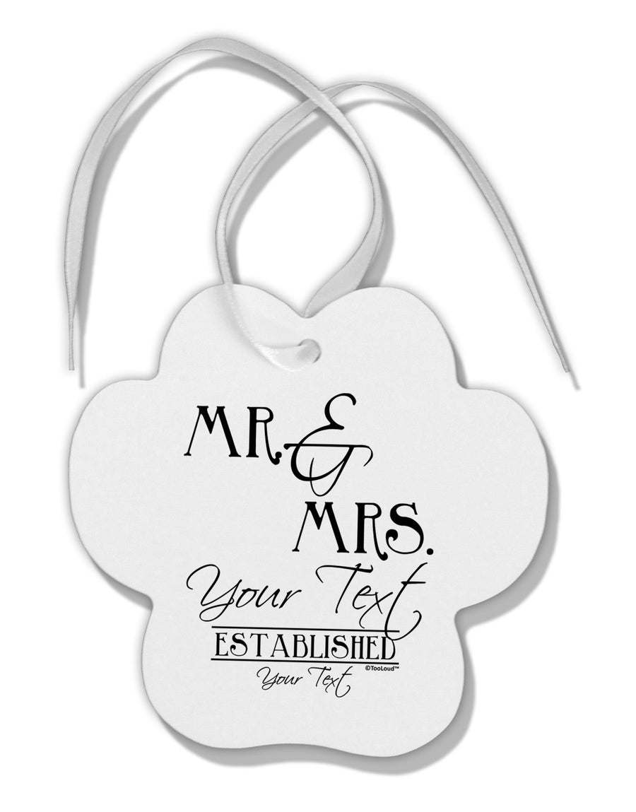 Personalized Mr and Mrs -Name- Established -Date- Design Paw Print Shaped Ornament-Ornament-TooLoud-White-Davson Sales