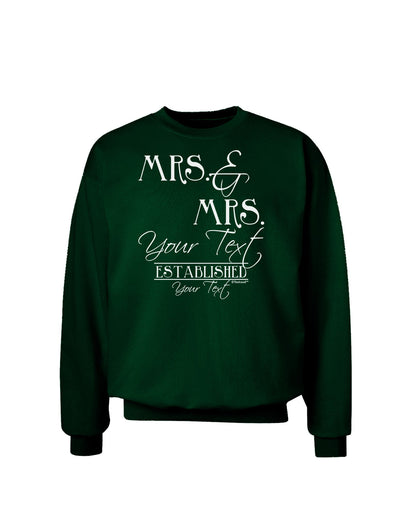 Personalized Mrs and Mrs Lesbian Wedding - Name- Established -Date- Design Adult Dark Sweatshirt-Sweatshirts-TooLoud-Deep-Forest-Green-Small-Davson Sales