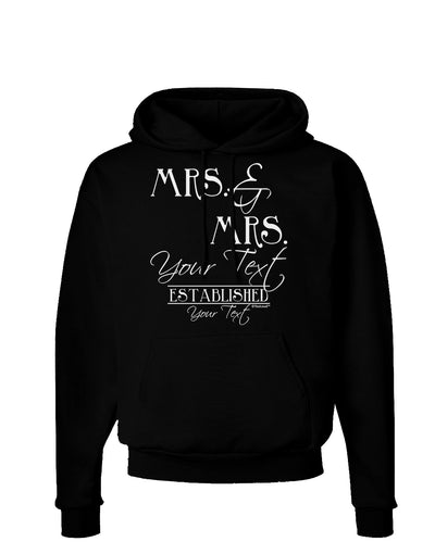 Personalized Mrs and Mrs Lesbian Wedding - Name- Established -Date- Design Dark Hoodie Sweatshirt-Hoodie-TooLoud-Black-Small-Davson Sales