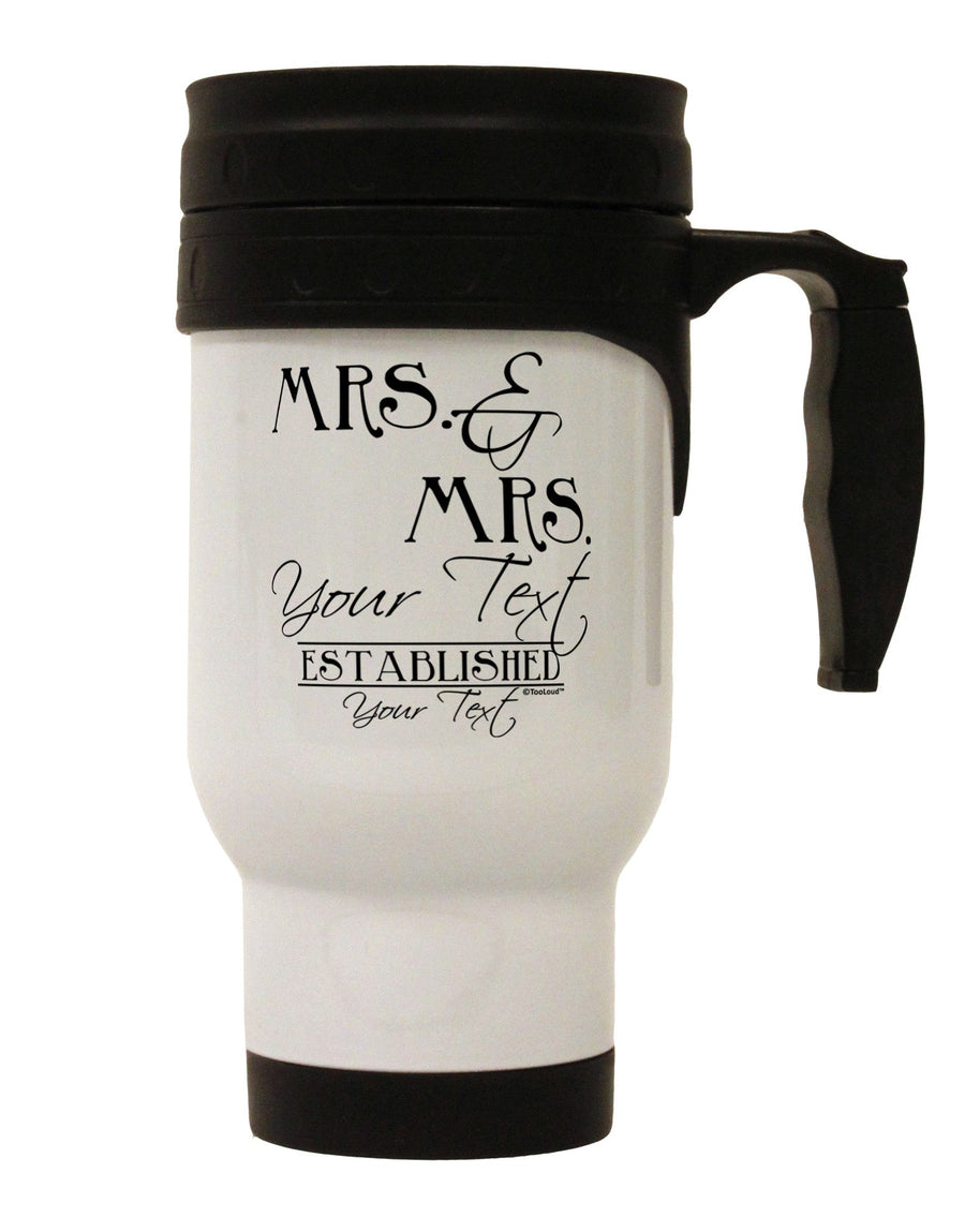 Personalized Mrs and Mrs Lesbian Wedding - Name- Established -Date- Design Stainless Steel 14oz Travel Mug-Travel Mugs-TooLoud-White-Davson Sales