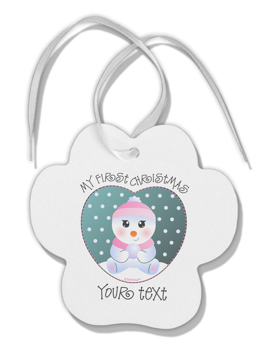 Personalized My First Christmas Snowbaby Girl Paw Print Shaped Ornament-Ornament-TooLoud-White-Davson Sales