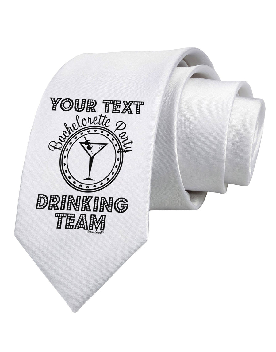 Personalized -Name- Bachelorette Party Drinking Team Printed White Necktie