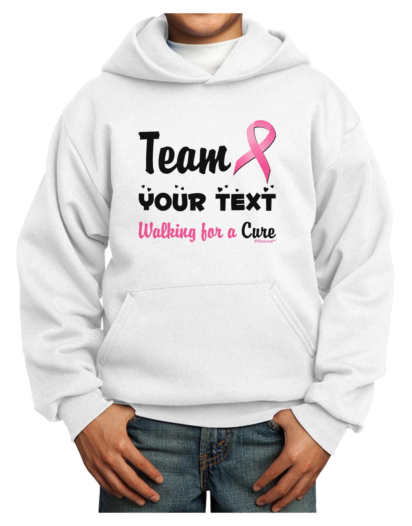 Personalized Team -Name- Breast Cancer Walk - Walking for a Cure Youth Hoodie Pullover Sweatshirt-Youth Hoodie-TooLoud-White-XS-Davson Sales