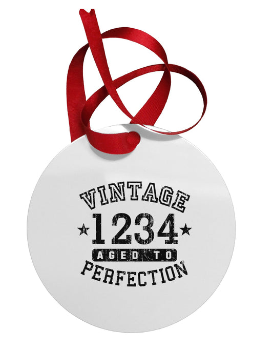 Personalized Vintage Birth Year Distressed Circular Metal Ornament by TooLoud-Ornament-TooLoud-White-Davson Sales