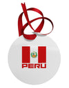 Peru Flag Circular Metal Ornament-Ornament-TooLoud-White-Davson Sales