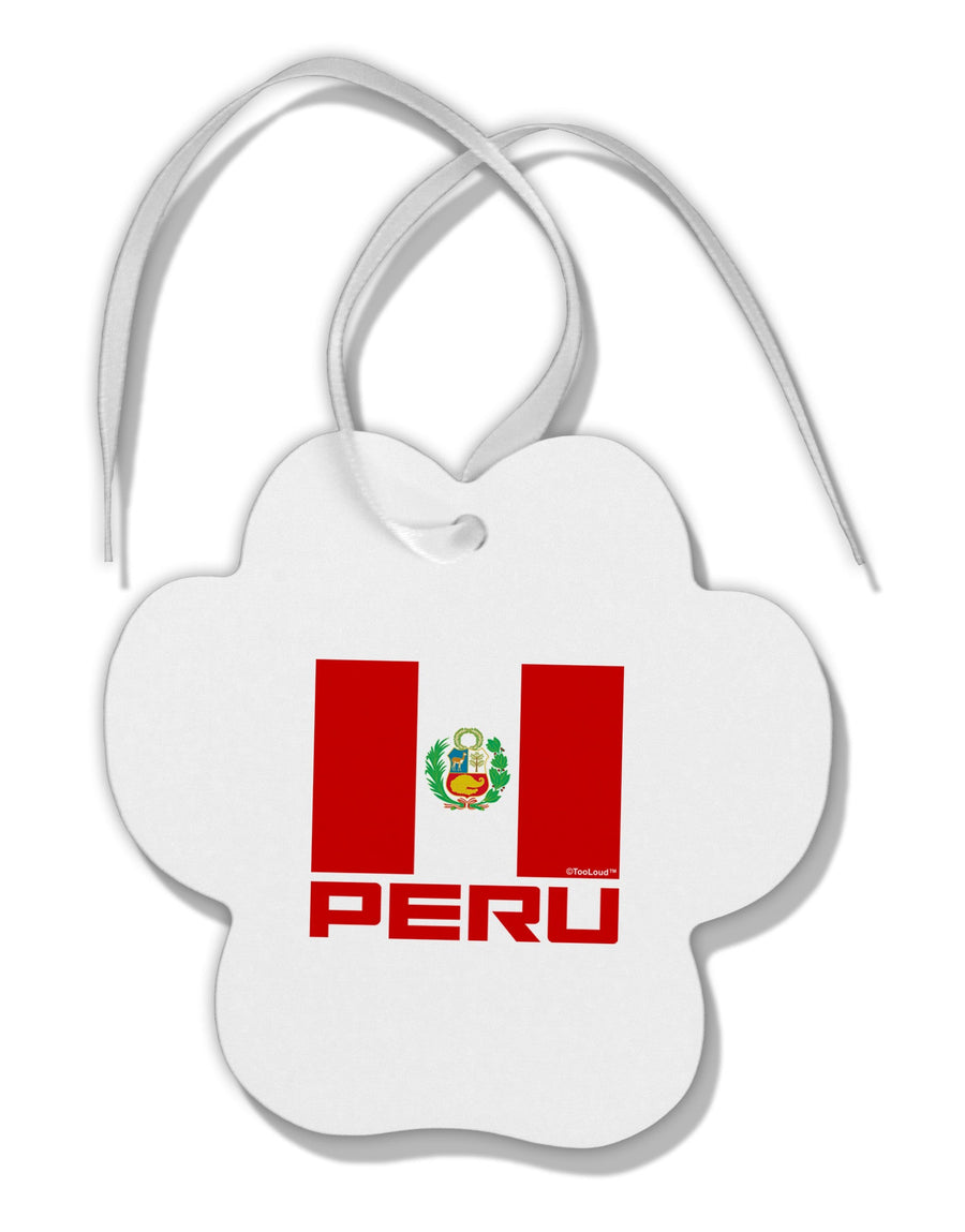 Peru Flag Paw Print Shaped Ornament-Ornament-TooLoud-White-Davson Sales