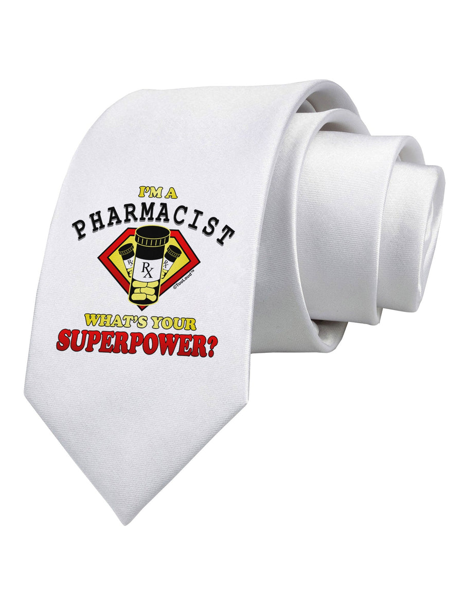 Pharmacist - Superpower Printed White Necktie