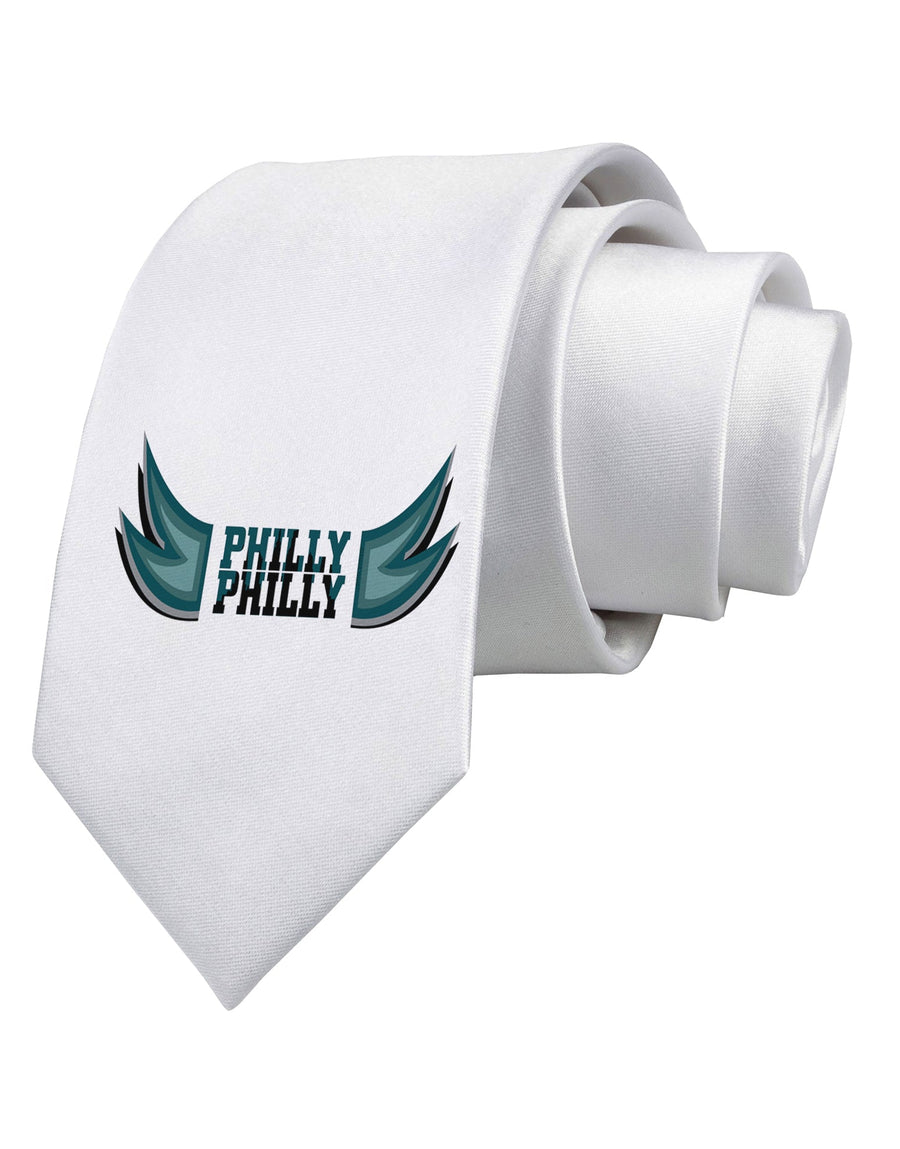 Philly Philly Funny Beer Drinking Printed White Necktie by TooLoud