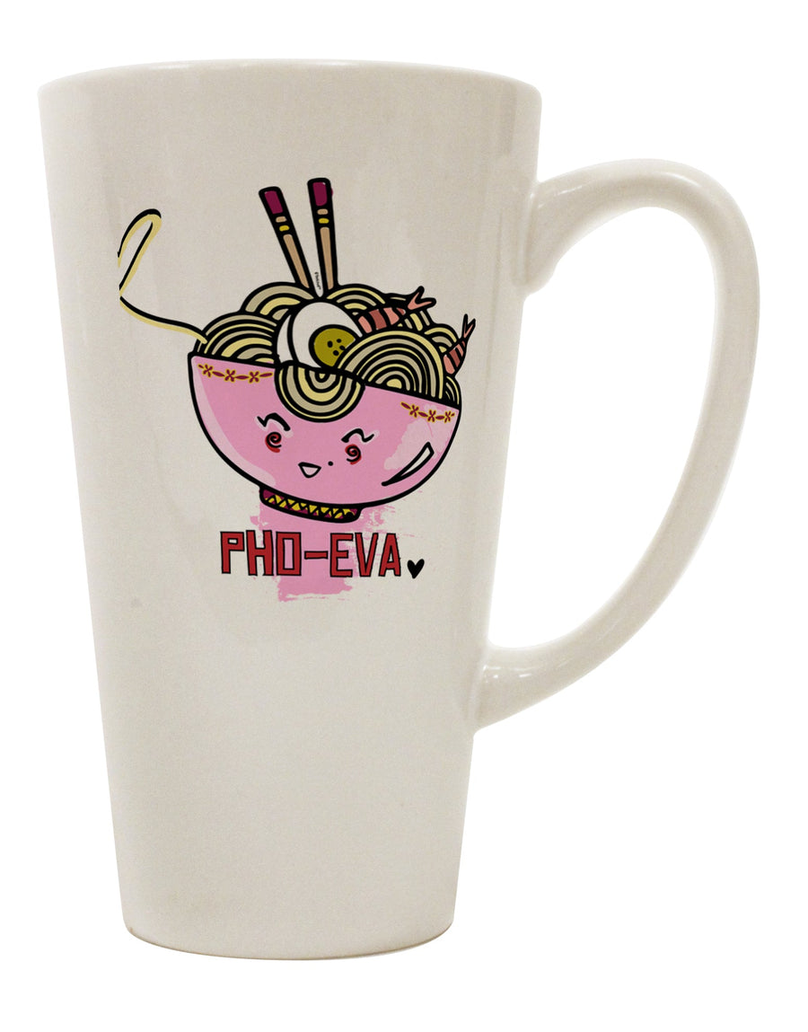 Pho Eva Pink Pho Bowl 16 Ounce Conical Latte Coffee Mug - Expertly Crafted Drinkware-Conical Latte Mug-TooLoud-Davson Sales