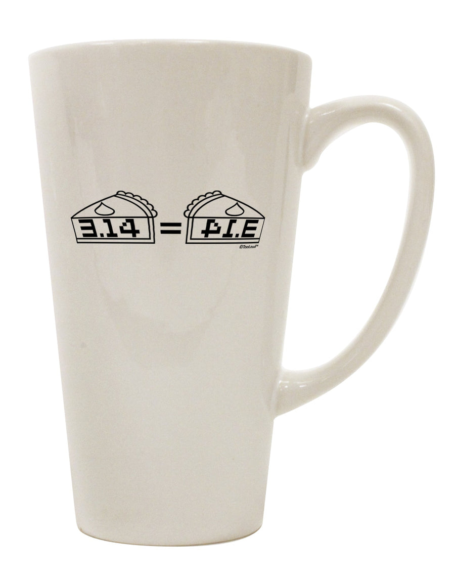 Pi Day Design - 314 Equals Pie Mirrored Pies 16 Ounce Conical Latte Coffee Mug - Crafted by a Drinkware Expert-Conical Latte Mug-TooLoud-White-Davson Sales