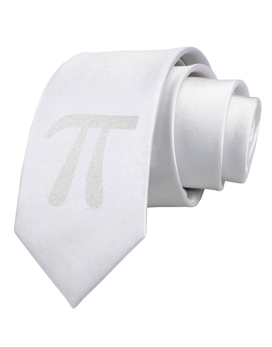 Pi Symbol Glitter - White Printed White Necktie by TooLoud