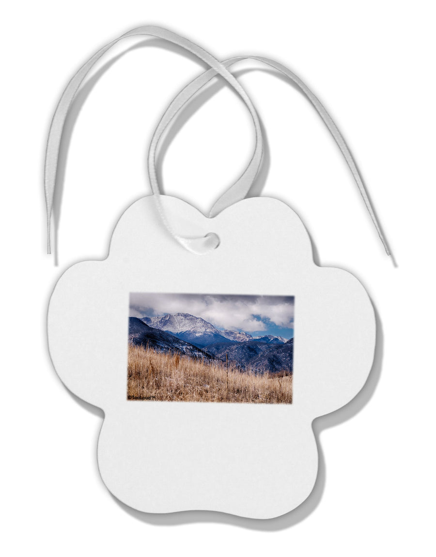 Pikes Peak CO Mountains Paw Print Shaped Ornament by TooLoud-Ornament-TooLoud-White-Davson Sales