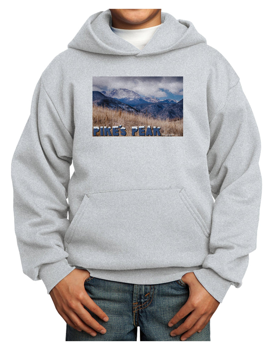 Pikes Peak CO Mountains Text Youth Hoodie Pullover Sweatshirt by TooLoud-Youth Hoodie-TooLoud-White-XS-Davson Sales