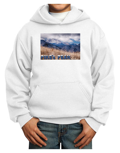 Pikes Peak CO Mountains Text Youth Hoodie Pullover Sweatshirt by TooLoud-Youth Hoodie-TooLoud-White-XS-Davson Sales