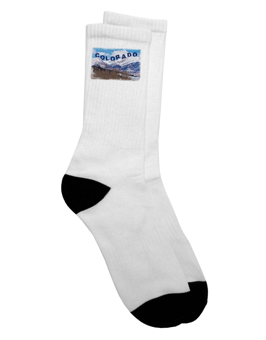 Pikes Peak Text Crew Socks - Enhance Your Style with Comfort and Durability - TooLoud-Socks-TooLoud-White-Ladies-4-6-Davson Sales