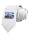 Pikes Peak Text Printed White Necktie