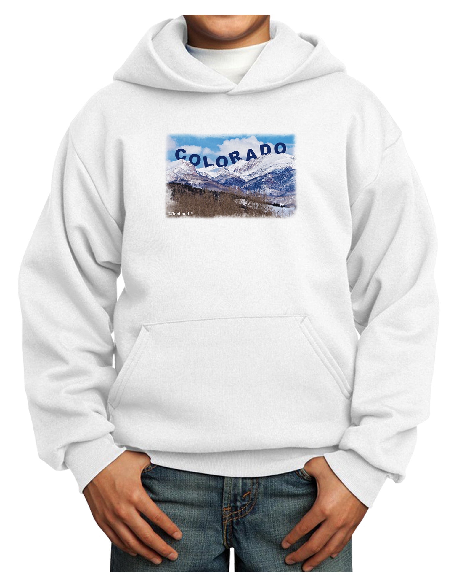 Pikes Peak Text Youth Hoodie Pullover Sweatshirt-Youth Hoodie-TooLoud-White-XS-Davson Sales