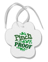 Pinch Proof St Patricks Day Paw Print Shaped Ornament-Ornament-TooLoud-White-Davson Sales