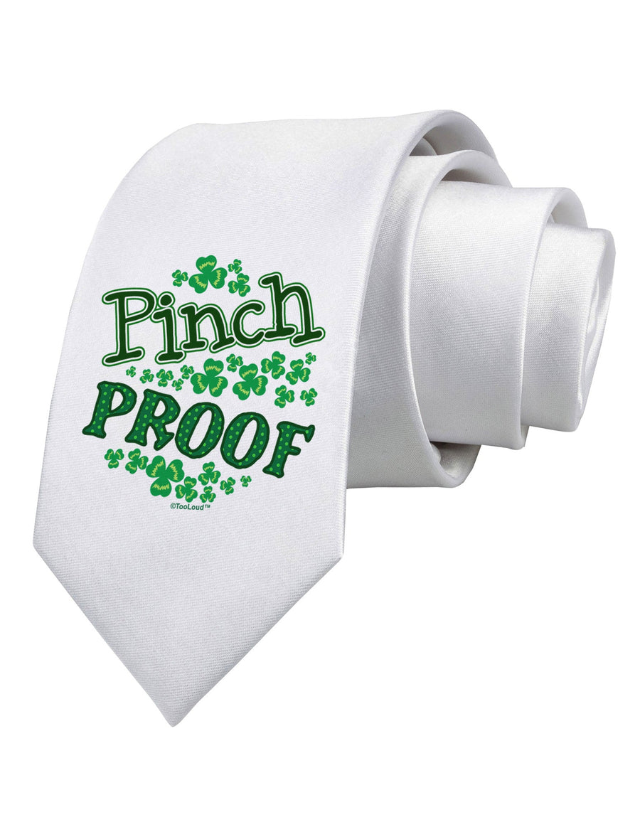 Pinch Proof St Patricks Day Printed White Necktie