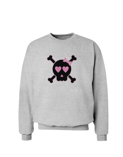 Pink and Black Crossbones Girl Sweatshirt-Sweatshirts-TooLoud-AshGray-Small-Davson Sales