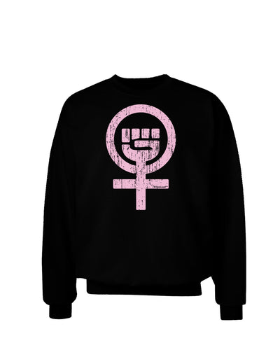 Pink Distressed Feminism Symbol Adult Dark Sweatshirt-Sweatshirts-TooLoud-Black-Small-Davson Sales