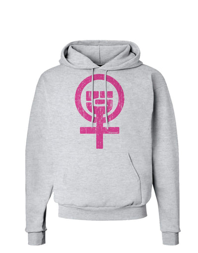 Pink Distressed Feminism Symbol Hoodie Sweatshirt-Hoodie-TooLoud-AshGray-Small-Davson Sales