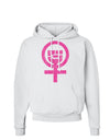 Pink Distressed Feminism Symbol Hoodie Sweatshirt-Hoodie-TooLoud-White-Small-Davson Sales